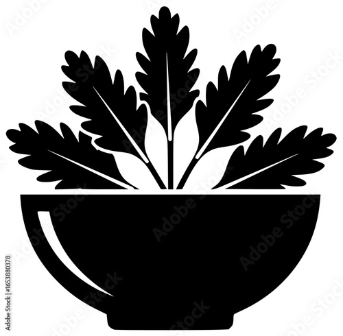 Paprika herb in garden and vase on plate with herb in bowl basket