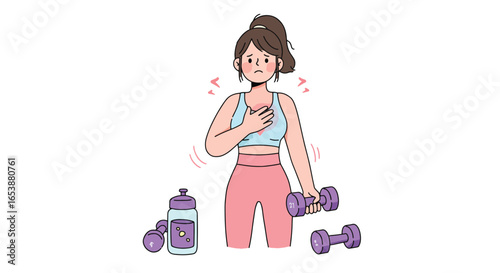 Female Athlete with Chest Pain During Workout.