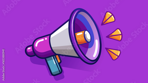 3D vector illustration of a realistic loudspeaker in dark purple background  vector illustration 