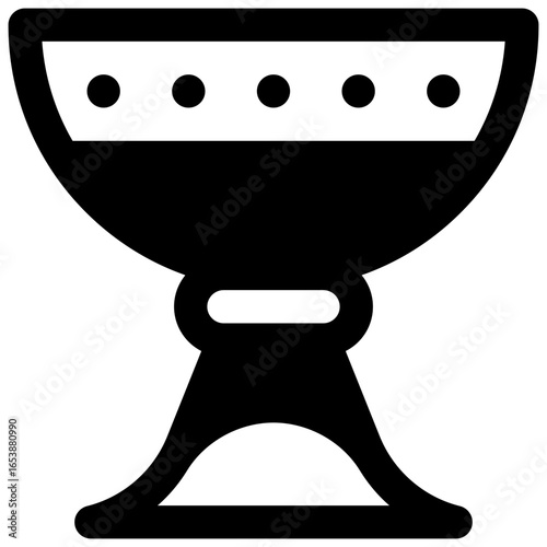 Chalice. Outlined stroke vector icon with black-filled details.