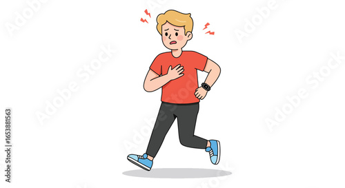 Man Experiencing Chest Pain While Running.