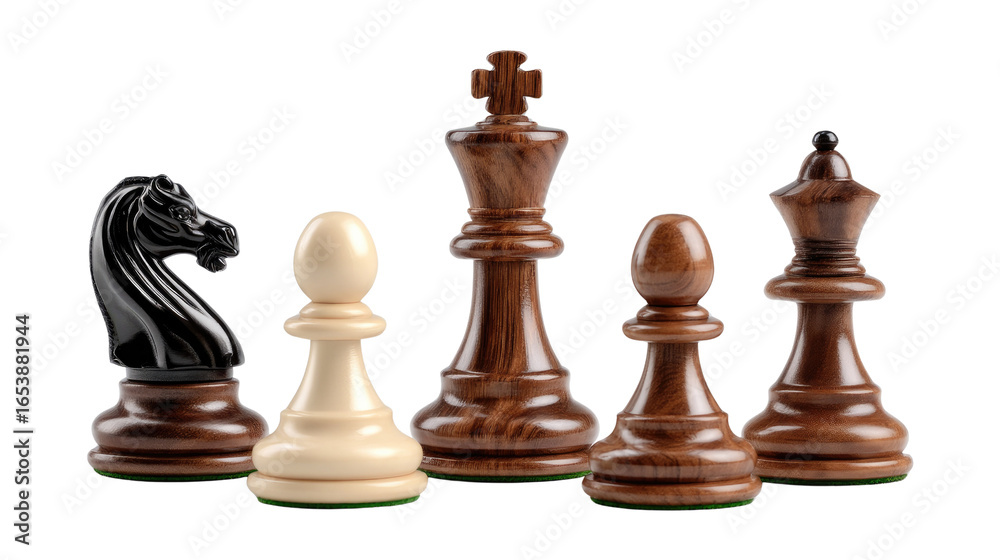 Chess Pieces Display: A strategic arrangement of finely crafted chess pieces, showcasing the elegance and complexity of the game, ready for the next move. Chess Pieces Display: A strategic arrangement of finely crafted chess pieces, showcasing the elegance and complexity of the game, ready for the next move.