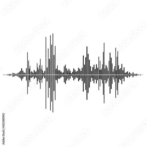 Abstract Black and White Waveform Illustration with Dynamic Line Pattern in Modern Graphic Design