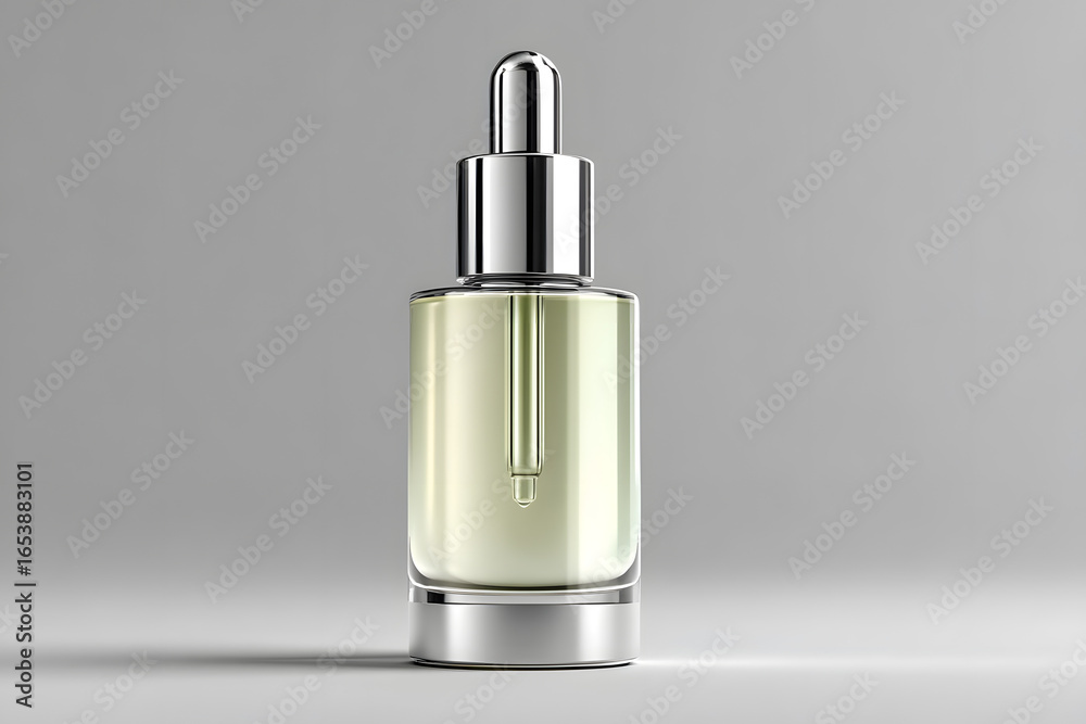 Naklejka premium Skincare serum bottle mockup cosmetics perfume rock.