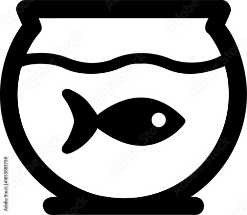 A single goldfish swimming in a clear fishbowl isolated on white background