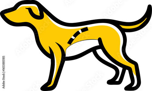 Illustration of a happy dog tail wagging isolated on white background