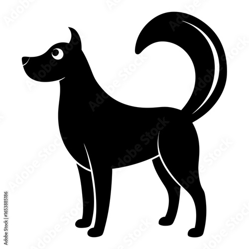 Illustration of a happy dog tail wagging isolated on white background
