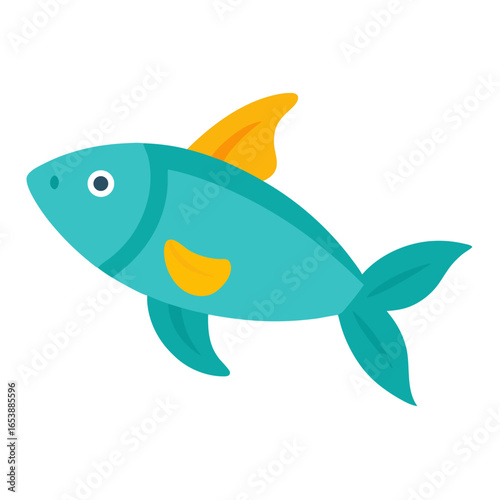 A single fish swimming gracefully on a white background isolated on white background