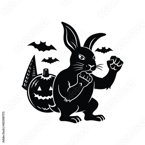 Running Pumpkin rabbit bat Halloween 