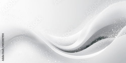 Abstract background featuring soft, overlapping curves in a monochromatic palette of white and gray, with a faint glitter effect.