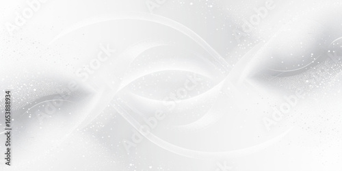 Abstract background featuring soft, overlapping curves in a monochromatic palette of white and gray, with a faint glitter effect.