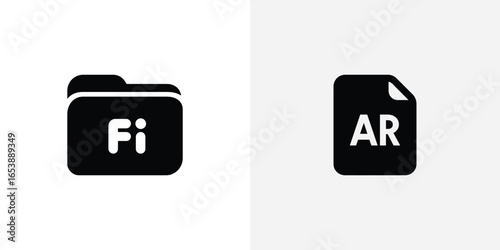 Folder and document icons with fi and ar labels