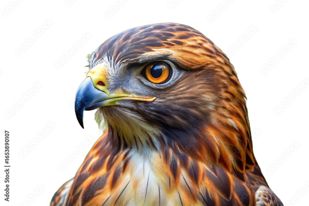 Obraz premium Close up portrait of a majestic hawk against a black background