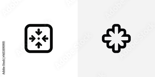 Two minimalist icons representing expansion and contraction or focus and diffusion