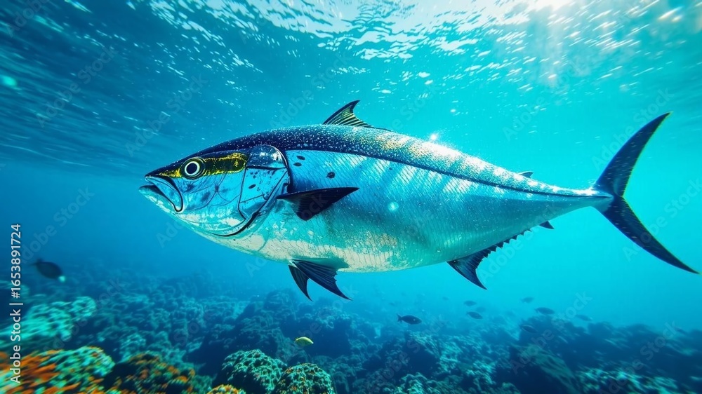 Fototapeta premium Majestic Tuna in the Azure depths of the Red Sea, Egypt