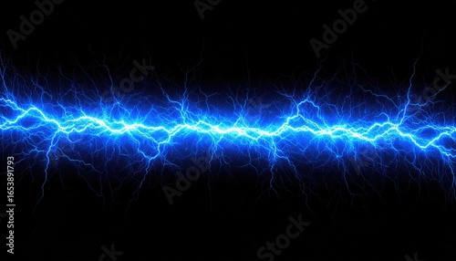 Electric blue plasma energy streaks across a black background