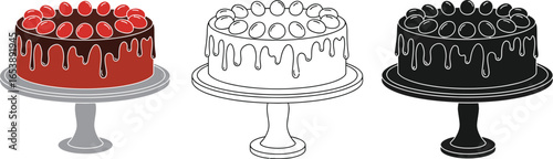 Delicious cake vector illustration chocolate cherry dessert