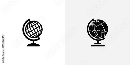 Two stylized globe icons side by side