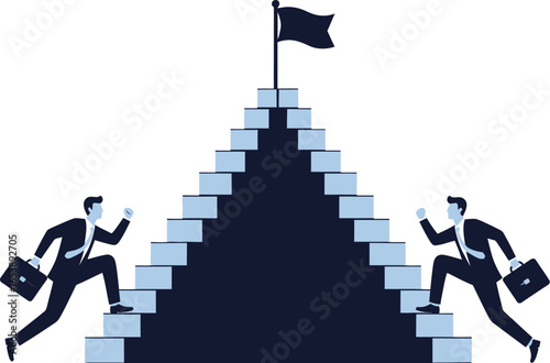 Business competition reaching goal climbing stairs illustration
