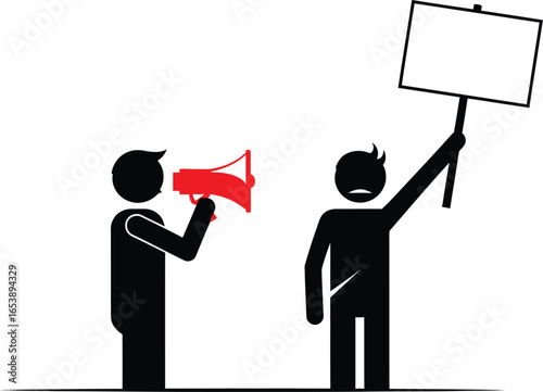 Protest illustration with megaphone and sign vector graphic