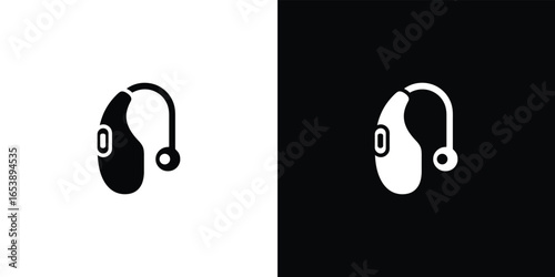 Simple black and white icon of a hearing aid device