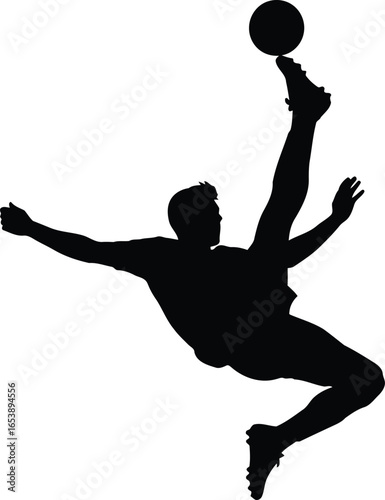Silhouette of a soccer player performing a bicycle kick isolated on white background a dynamic display of athleticism and skill transparent backgrounds
