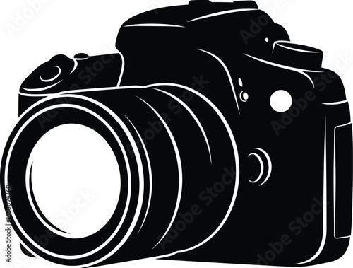 Professional dslr camera isolated on white background with large lens and grip transparent backgrounds