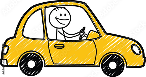 Yellow car driving illustration vector stock image design