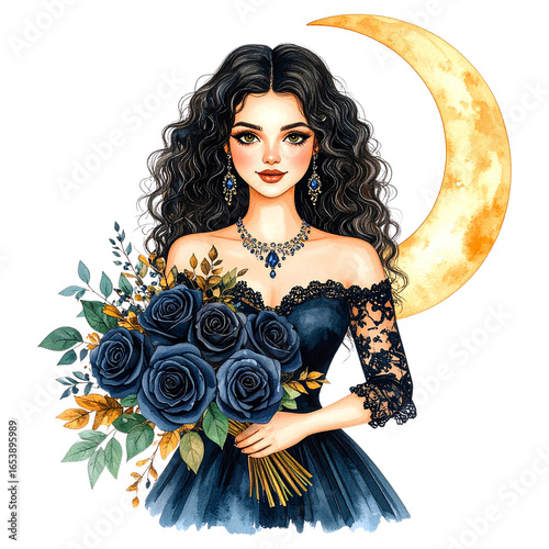 Watercolor Gothic Halloween Clipart Set | Witches, Pumpkins, Ghosts, Black Roses, Skulls
