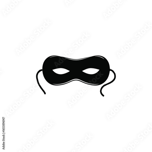 Simple black masquerade mask illustration on white background