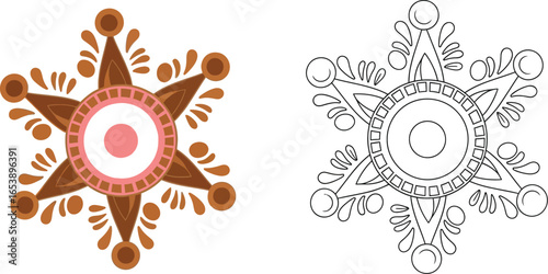 Star mandala coloring page vector art for creative design