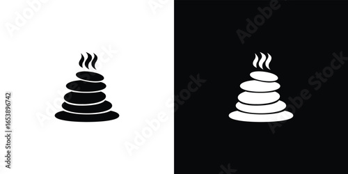 Stylized stacked hot stones with steam icon