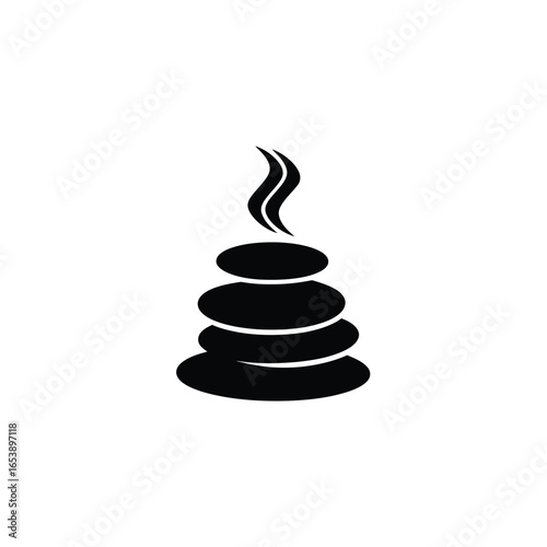 Stack of hot stones with steam for spa and wellness