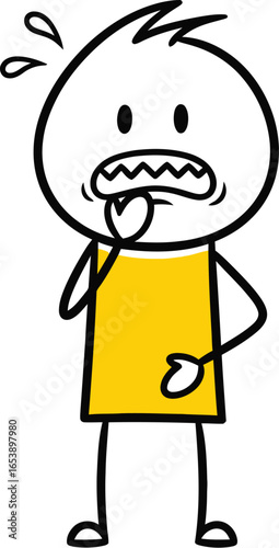 Stick figure feeling anxious stressed and scared illustration