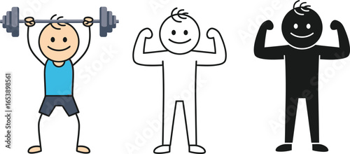 Stick figure workout fitness exercise bodybuilding gym training