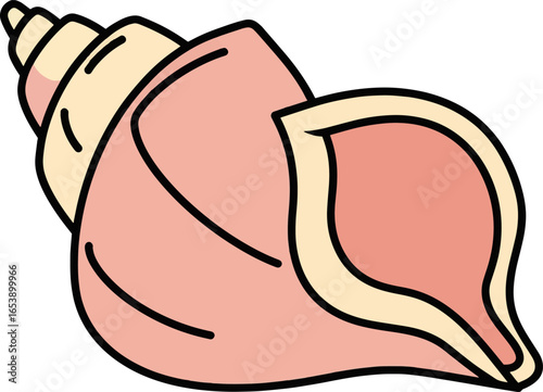 Pink Sea Shell. A simple, elegant vector illustration of a pink conch shell. Perfect for beach and marine-themed designs.