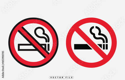Free Download No smoking signs with cigarettes and red circle prohibition symbols - GFXLoad