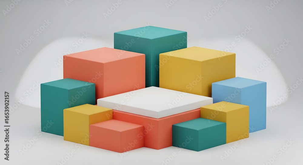 Fototapeta premium Colorful geometric display cubes