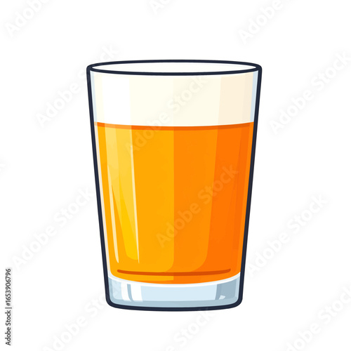Pixel Art of Refreshing Beer Pint with Golden Liquid and White Foam in Minimalist Style