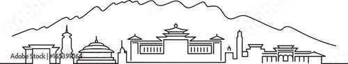 Thimphu Bhutan Skyline Silhouette Vector Illustration with Modern Design Style