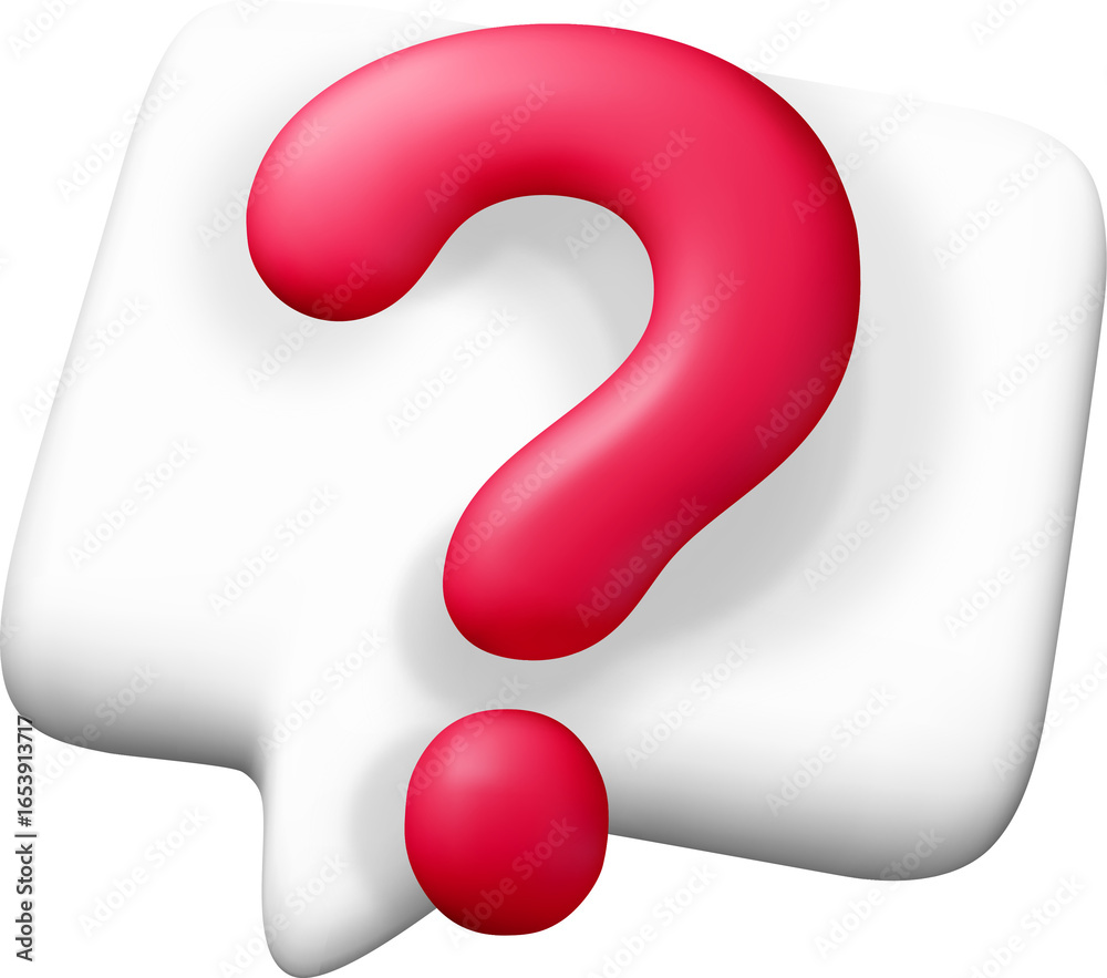 Naklejka premium 3D Question Mark in a Speech Bubble Design