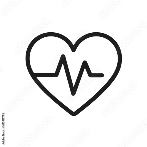 Minimalist Heart with EKG Line Icon on Transparent Background for Healthcare and Medical Design