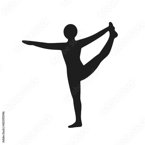 Silhouette of a Female Yoga Practitioner Stretching in a Balance Pose on Transparent Background