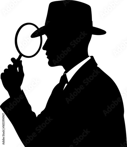 Biologist Silhouette Side View with Bold Thick Outline Vector Illustration
