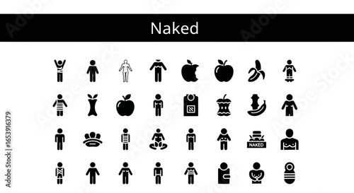 Naked icons set: simple, minimalist, and basic shape symbols.
