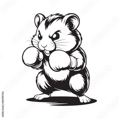 Boxing Hamster Ready to Fight on White Background fighting aggressive