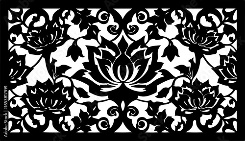 Baroque brilliance black logo featuring an ornate vintage European border, crafted with intricate details and elegant flourishes