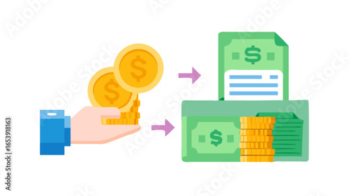 Money transfer financial transaction currency exchange investment and banking concept illustration vector