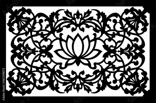 Baroque brilliance black logo featuring an ornate vintage European border, crafted with intricate details and elegant flourishes
