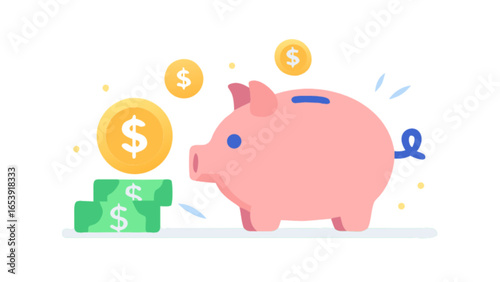Piggy bank savings concept for financial planning and money management illustration for business and personal use